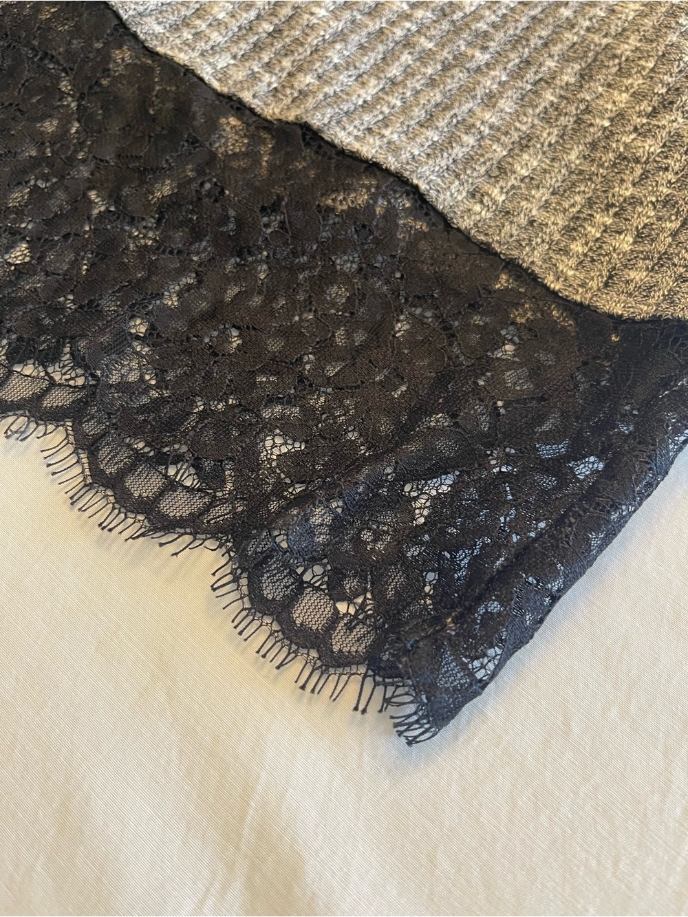 torrid Size 3X Gray Ribbed Knit Nightgown with Black Lace Trim - Picture 8 of 8
